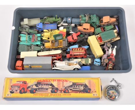 Lesney Matchbox Toys; Major Pack M-4 Fruehauf Hopper Train, boxed, a tray of loose examples from the Major Pack and Models of