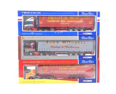 Modern Corgi model lorries; thirteen including CC11902 ERF Curtainside 'Castle Cement', CC12207 Scania Curtainside 'Pete Osbo