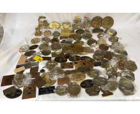 A large collection of Steam and Engine Rally Show plaques from Lincolnshire and Yorkshire area shows. Brass and other metals,