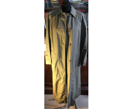 A selection of Gentleman's coats to include Grenfell light green trench coat size 34/86cms with check lining, a Eddie Bauer g