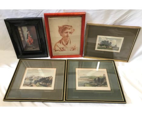 A selection of 5 engravings : "Howden" 11.5 x 16cms, "Burlington Quay" 15 x 20cms, "Robin Hoods Bay" 15 x 20cms, Sebastopol a