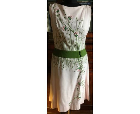 Two vintage dresses and a blouse to include a Cover Girl of Miami 1950's floral pink and green dress size 14 on label but app