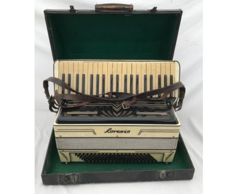 A Lorezo piano accordion model 241 No. 1060. Made in Italy. Condition ReportNo holes to bellows, small crack to front corner,