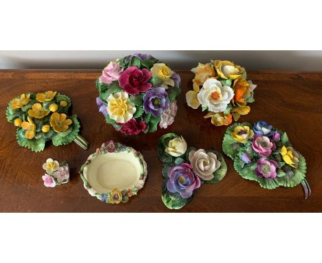 Seven various ceramic posies to include Crown Staffordshire, Coalport, Adderley, Denton china etc. Condition ReportSome small