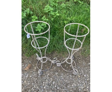 Two vintage metal plant stands. 20 d x 54cms h.Condition ReportGood condition.