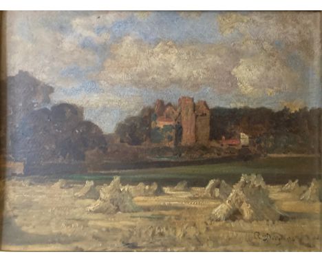 R Noble oil on board landscape '04', inscribed to back Redhouse by R. Noble S.S.A. East Linton.