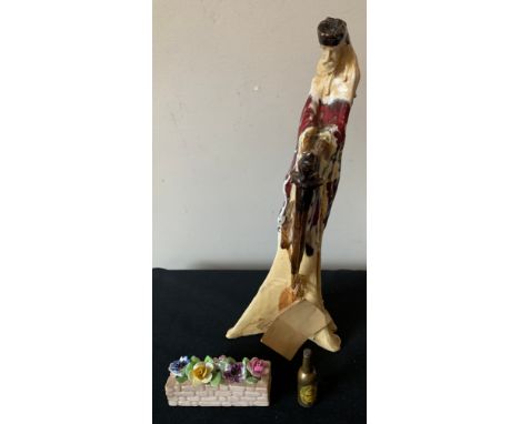 A Foldhay ceramic figure of King Arthur by Sarah Block 33cms h 170/200 together with a Royal Adderley posy and a Guiness ligh