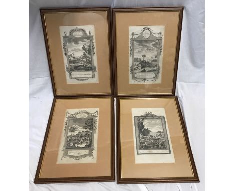 Set of four framed engraved prints. Engraved for Middletons Complete System of Geography."Various kinds of Vessels of Malabar
