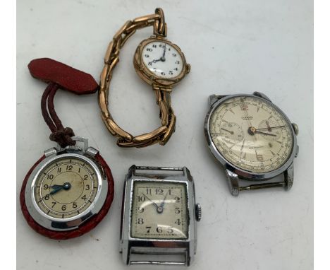 Four vintage watches to include a Clerval non magnetic chronometer watch 225152 to rear.Condition ReportClerval winds and tic