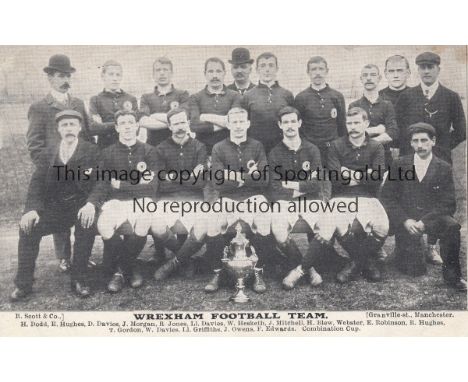 WREXHAM      Black & white team group postcard 1904/5. Issued by R. Scott & Co.    Generally good