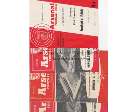 AT ARSENAL -CUP  Six Arsenal programmes, all for FA Cup Second Replays, Luton v Brentford 52, Burnley v Chelsea 56 (3rd repla