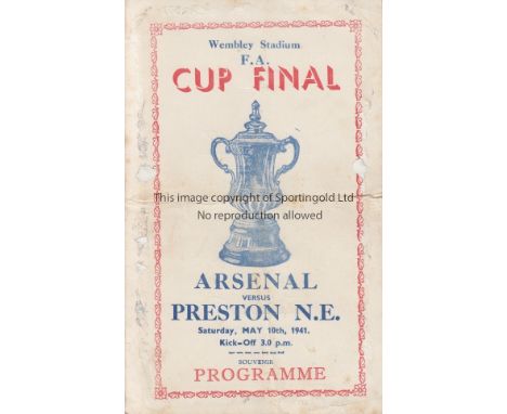 WAR CUP FINAL 1941      Pirate programme War Cup Final printed by Victor Arsenal v Preston North End at Wembley 10th May 1941