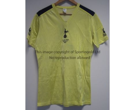 GALVIN-HUGHTON 1982 FA CUP FINAL    Tottenham short sleeve yellow shirt for the 1982 FA Cup Final v QPR. Tony Galvin thought 