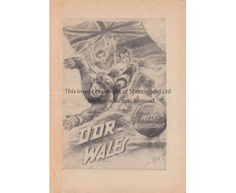 DDR - WALES 57    Scarce DDR (East Germany) programme v Wales, 19/5/57, World Cup Qualifier in Leipzig. DDR won 2-1. Programm