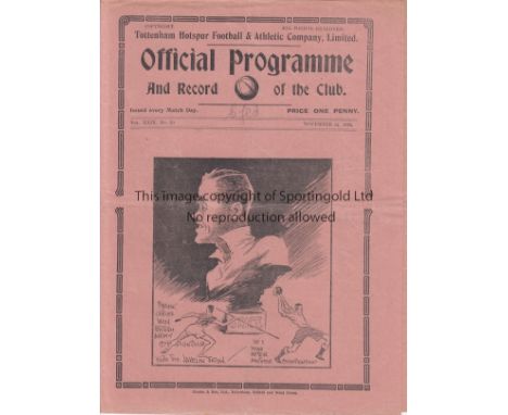 TOTTENHAM - CHESTERFIELD 1936   Tottenham home programme v Chesterfield, 14/11/1936, minor fold.  Generally good