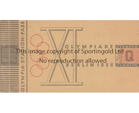 1936 OLYMPIC GAMES - BASEBALL      Rare Olympic Stadium Pass Wallet contains ticket for baseball at the 1936 Olympic Games in