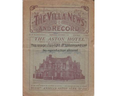 FOOTBALL LEAGUE - SCOTTISH LEAGUE 1928    Aston Villa programme for Football League v Scottish League, 7/11/1928, Scottish te