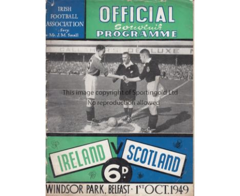 IRELAND - SCOTLAND 49    Northern Ireland home programme v Scotland, 1/10/49 at Windsor Park, not a good day for the Irish as
