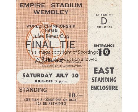 WORLD CUP FINAL 66   Ticket for the 1966 World Cup Final, 30/7/66, East Standing Enclosure. Good
