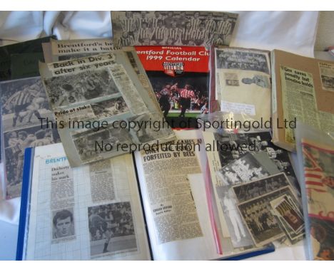 BRENTFORD   A collection of Brentford ephemera from the 1920's to the 2000's to include 2 team postcards from seasons 1926/27