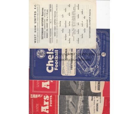 TOTTENHAM RESERVES   Four Spurs Reserves away programmes, 60-61 at Chelsea (writing on cover, creased,  Chelsea won to confir