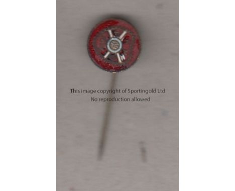 HEARTS   Small stick pin  circular metal badge believed to be Hearts badge from the 1940s but could be slightly earlier or la