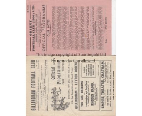 FA CUP GIANTKILLERS  2 programmes both 4 Pagers covering Leyton Orient FA Cup ties in which they were beaten by Non League te