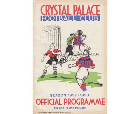 CRYSTAL PALACE 1938   Full size Crystal Palace programme for game British Army v Belgian Army, 26/2/1938 at Selhurst Park, In