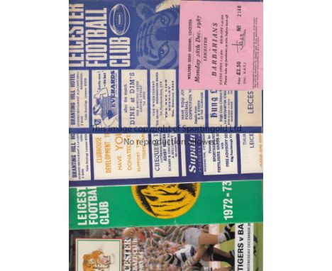 RUGBY-BARBARIANS    Collection of 20 programmes, all Leicester v Barbarians 1966-1999 plus a ticket for the 1987 game. The ma