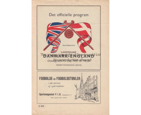 DENMARK - ENGLAND 57   Denmark home programme v England, 15/5/57 in Copenhagen, World Cup Qualifier, England won 4-1. Score, 