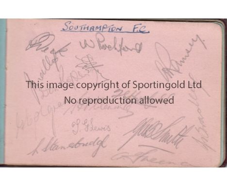 FOOTBALL AUTOGRAPHS 1940'S      A fully signed autograph book from the late 1940's with the signatures on one side of the she