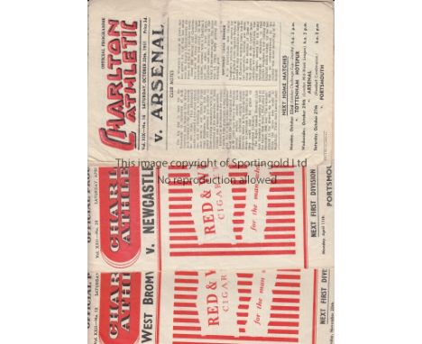 CHARLTON 50s   Collection of Charlton Athletic home programmes, all 50s, 1 x 51/2, 1x 53/4 (both v Arsenal), 5 x 54/5, 6 x 55