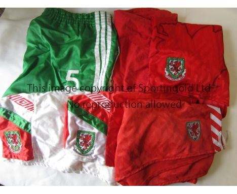 WALES      Possible match worn 6 pairs of shorts: red, Umbro World Cup 1966, likely to be early 1970's, green, Adidas with th
