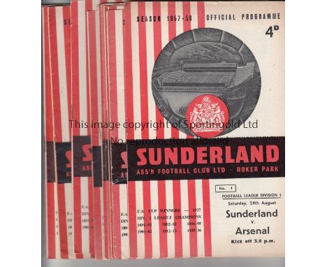 SUNDERLAND 57-8   Fourteen Sunderland home programmes, 57-58, Sunderland were relegated for the first time after this season.