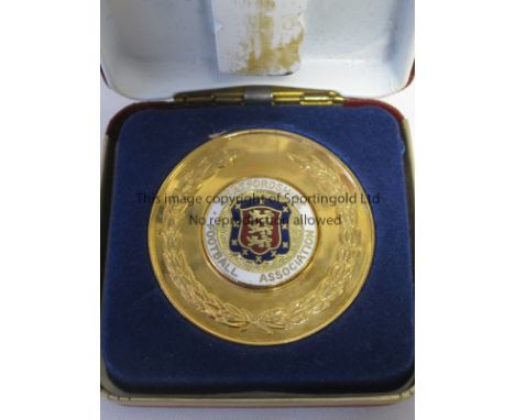 GALVIN - SWINDON    Boxed medal awarded to Tony Galvin for playing for Swindon v Herefordshire FA. The gold coloured metal me