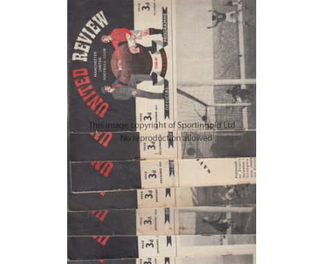 MAN UTD 48-49  Eight United home programmes, numbers 9-16, 1948-49, v Birmingham, Newcastle, Liverpool, Arsenal, Bournemouth 