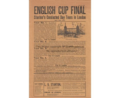 1922 FA CUP FINAL        Double sided advertising flyer issued by Stanton Tours which advised of 4 different London tours and