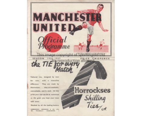 MANCHESTER UNITED - ARSENAL 1936    Manchester United home programme v Arsenal, , 3/10/1936 in generally good condition apart