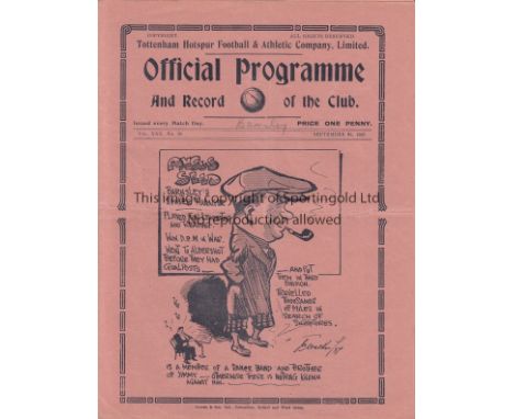 TOTTENHAM - BARNSLEY 1937  Tottenham home programme v Barnsley, 25/9/1937, slight fold.  Generally good