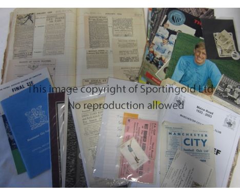 MANCHESTER CITY  Interesting collection of items relating to Manchester City including a scrapbook from 1929 approximately 20