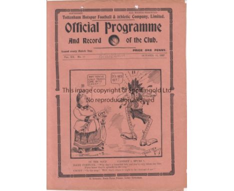 TOTTENHAM - BLACKBURN 1927   Tottenham home programme v Blackburn, 15/10/1927, two pencil tip punch holes at top of cover, sl
