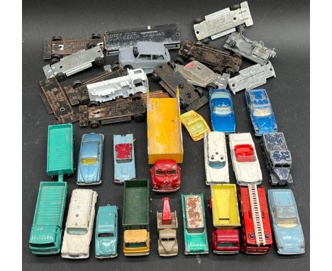 Lesney and other die-cast in Poor condition with a bundle of Dinky chassis(1100g)includes Budgie Before Tipper Long wheel bas