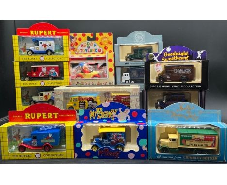 13 Lledo TV related die-cast vehicles(2000g)Includes, 5 Rupert Collection, Noels House Party, Mr.Blobby, Beano two car set, G