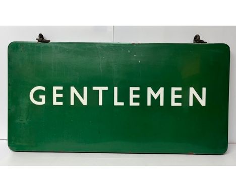Enamel Southern railway sign GENTLEMEN complete with hanging hooks. (13500g)Double sided both sides in very good condition wi