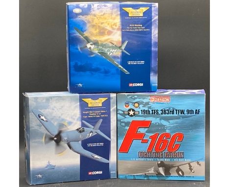 2 The Aviation Archive Corgi, Boxed, 1:72, P51D Mustang , Vought F4U-1 Corsair White 71 Warbirds Series Dragon Wings, Boxed, 