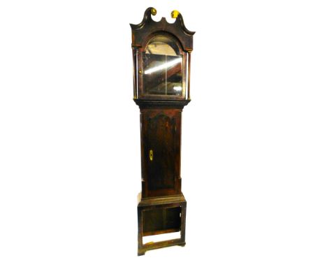An early 19thC oak longcase clock case, with arched door, 232cm high overall. (AF, incomplete)&nbsp;This lot is located at Ou