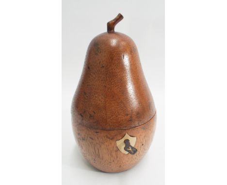 Fruitwood pear shaped tea caddy
