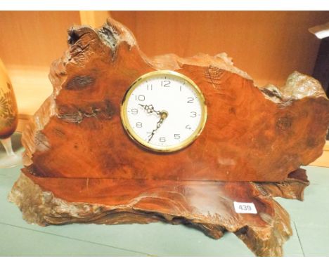 Quartz clock in rustic Californian redwood case
