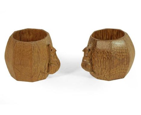 Workshop of Robert Mouseman Thompson (Kilburn): An English Oak Ashtray, of standard rectangular form, with carved mouse trade