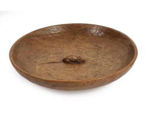 Workshop of Robert Mouseman Thompson (Kilburn): An English Oak Fruit Bowl, post 1960, tooled interior and exterior, with carv